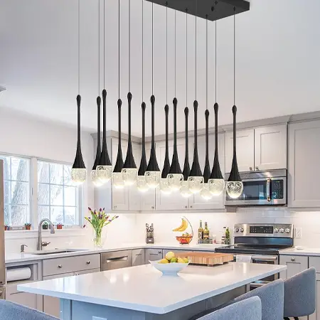 14 Lights Black Raindrop Chandelier Lighting for Dining Living Room
