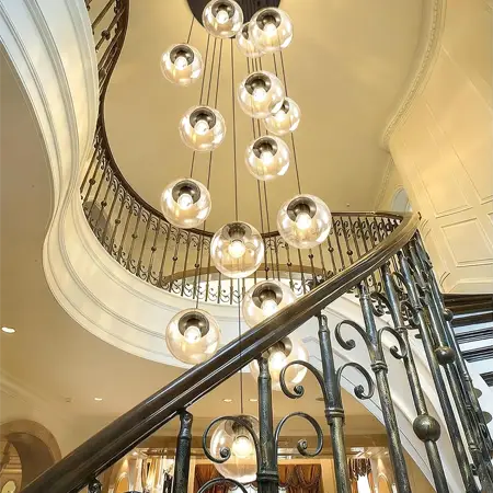 15-Light Black Chandelier with Globe Glass Dimmable Ceiling Light