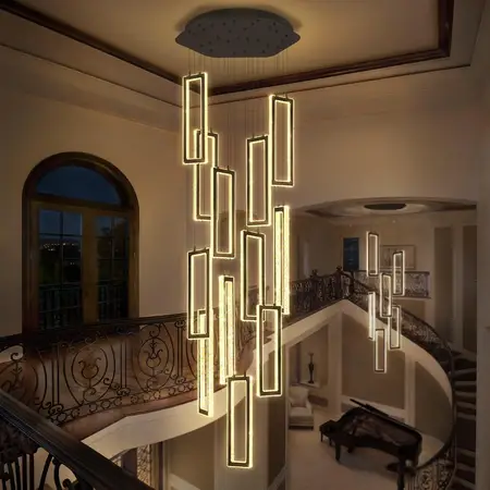 H158 Modern Chandelier 12 Rings Black Chandelier Lighting